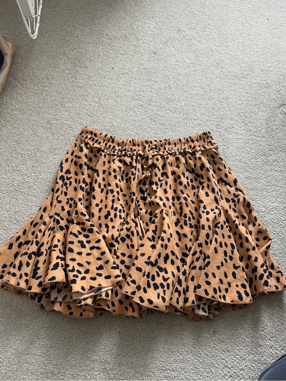 Tan Animal Print Ruffle Mini Skort